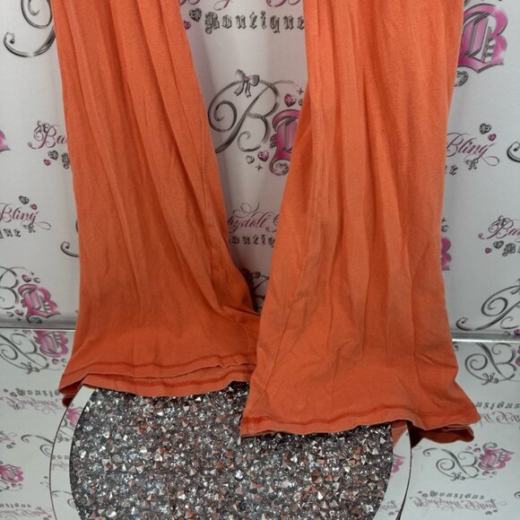 Nicole Miller cashmere pants flare soft bright tie waist Vibrant Orange Knitwear - Picture 3 of 13